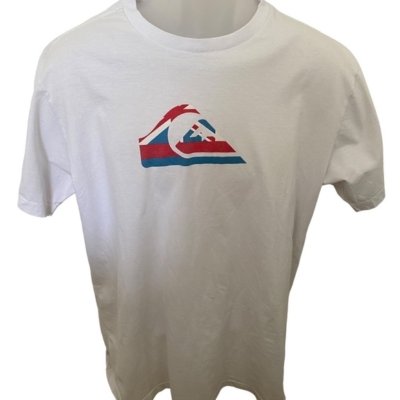 QUIKSILVER Red, White & Blue Logo Tee Shirt Men M Medium - Picture 1 of 6